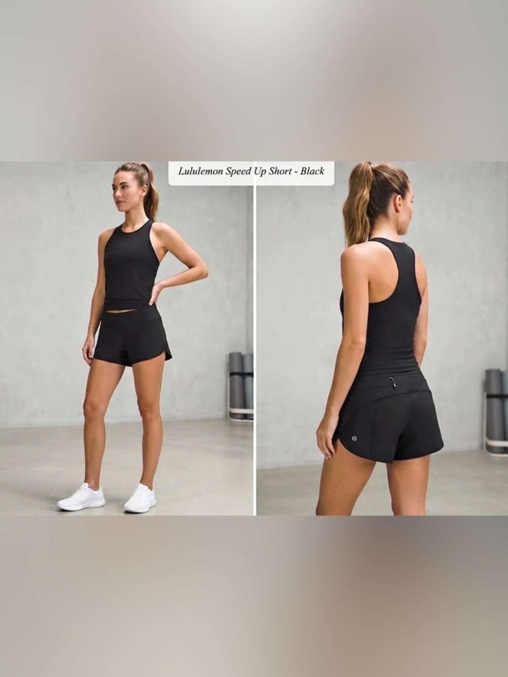 Lululemon Black Running Athletic Shorts with Back Zipper Pocket Size